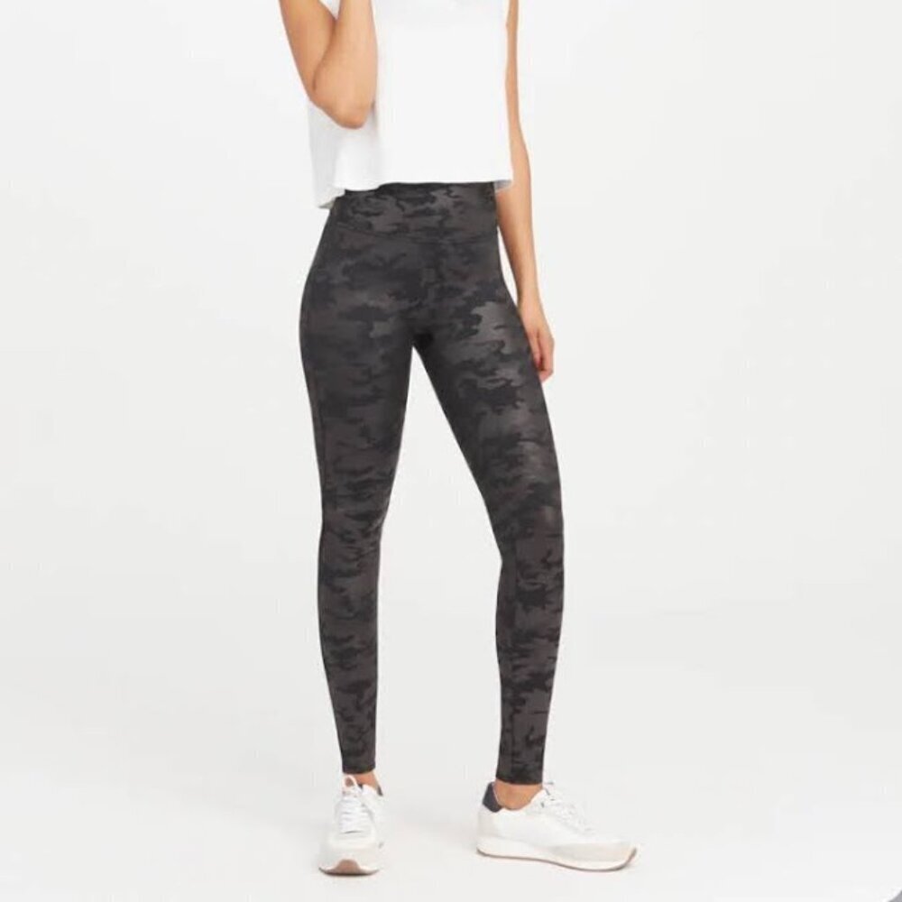 SPANX Faux Leather Camo Leggings
